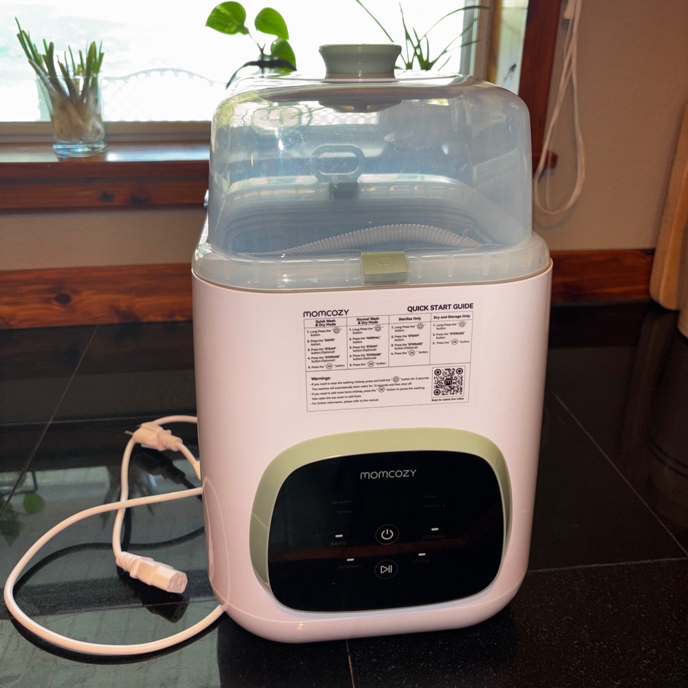 Momcozy Auto Bottle Washer Baby White Sage Green Excellent All-in-One Sterilizer
